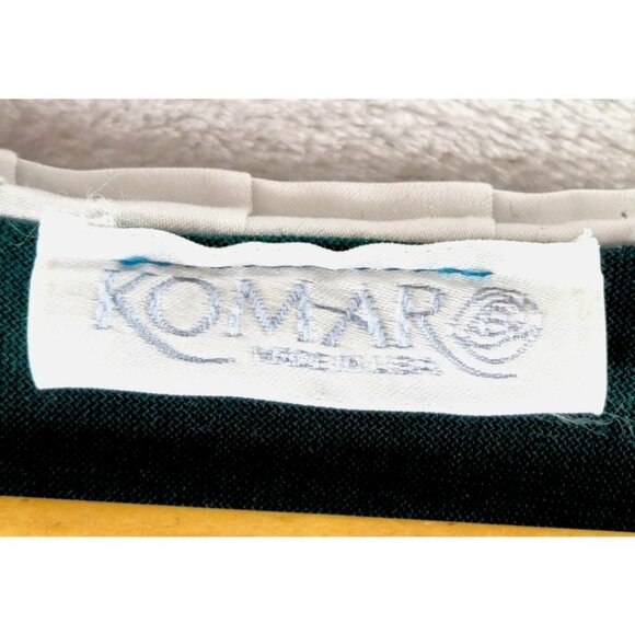 Komar Vtg 90s Housecoat Robe Nightgown M Dark Green Velvet White Collar Lace USA - Picture 8 of 16